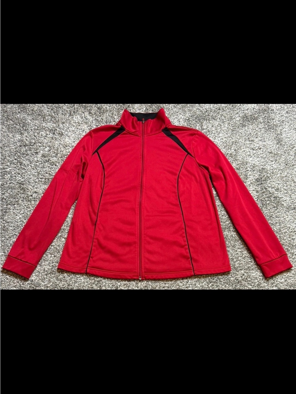 Danskin Now Red Zip-Up Bomber Jacket with Black Trim